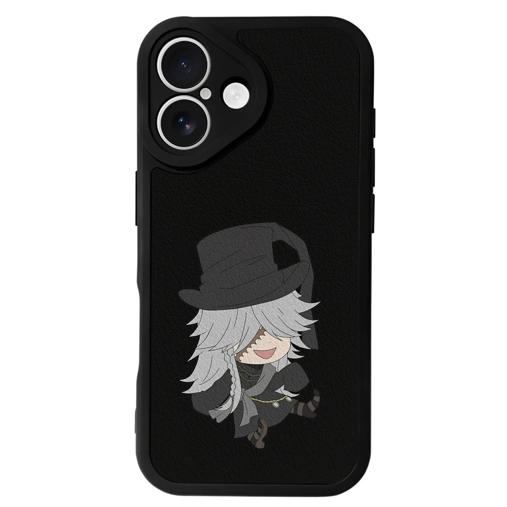 黒執事 グッズ,葬儀屋 - IPhone 16シリーズ対応 ・ シリコンスマホケース ・ レザー調 ・ 高精度フィット ・ 耐衝撃 ・ ワイヤレス充電対応 ・ 精密カット